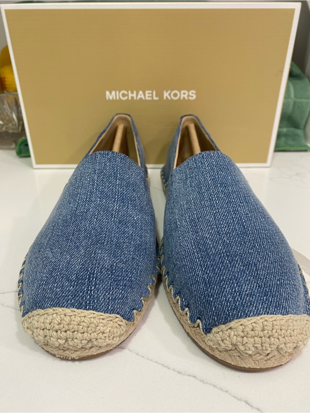 Michael Kors Denim Slip-On Espadrilles in Blue and Natural